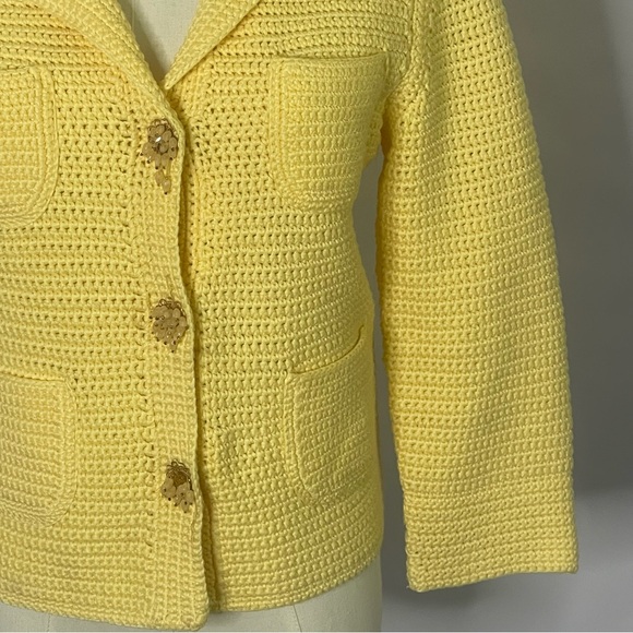 Cynthia Steffe crochet cotton 3/4 sleeve cardigan women’s Size S grandmacore - Picture 4 of 15